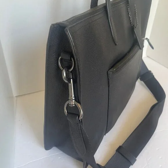 Coach Metropolitan Soft Briefcase Black Leather Laptop Bag Crossbody Slim Pocket - Picture 15 of 16